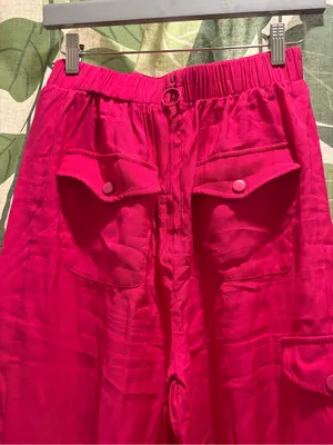 Lumiere Fuchsia Wide-Leg Cargo Pants thumbnail 2