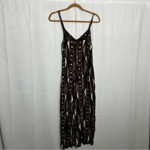Simply‎ Fashion Brown Tan V Neck Spaghetti Strap Lightweight Midi Dress Medium thumbnail 2