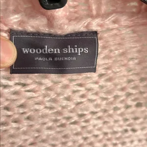 Wooden Ships Mohair‎ Wool Blend Light Baby Pink Cardigan Sweater Size S / M thumbnail 3
