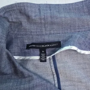 White House Black‎ Market -961 WHBM Chambray Moto Jacket Womens 14 thumbnail 5