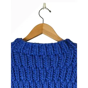 English Factory Sweater Vest Women Small‎ Blue Chunky Knit Oversized Preppy thumbnail 7