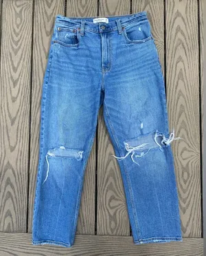 Abercrombie & Fitch the ankle straight ultra high rise size 8 short medium wash thumbnail 1