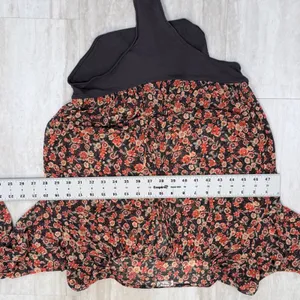 Free People Intimates Floral Chiffon Long Sleeve Bodice Bodysuit Small Black Red thumbnail 4