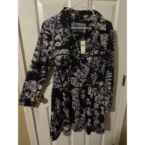 By Anthropologie Corset Mini Dress Black Motif Floral Button Front Size‎ 14 NEW thumbnail 4