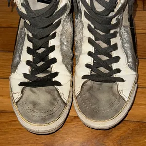Golden Goose High-Top Sneakers in Gray & Green Sparkles thumbnail 4
