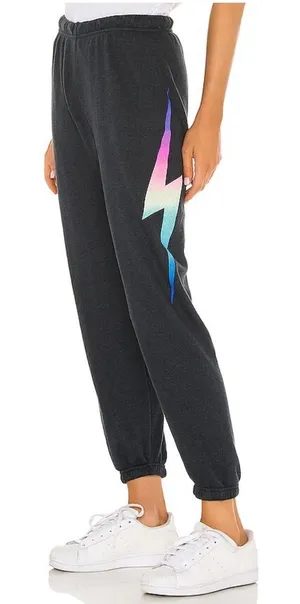 Aviator Nation Pastel Gradient Lightning Bolt Sweatpants Rainbow Pink Size S thumbnail 1
