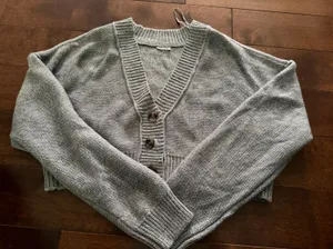 GARAGE Light Gray V-Neck Two-Button Cardigan Size Small thumbnail 1