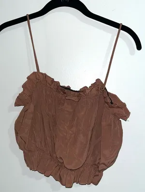 SHEIN Brown Paper Bag Spaghetti Strap Crop Top | Size: L thumbnail 1