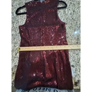Avec Les Filles Burgundy Sequin-Embellished Crewneck Sleeveless Dress Size 6 thumbnail 10