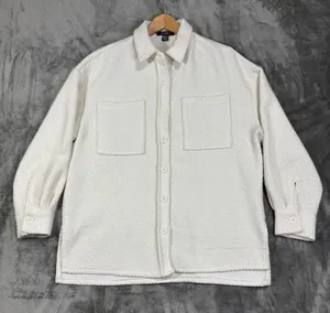 Primark Cream Oversized Shacket Shirt Jacket Textured Cozy‎ Minimalist Casual 10 thumbnail 1