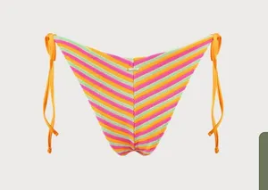 Berlook Plush Texture Stripe Tie Bikini Top and Bottom set thumbnail 9