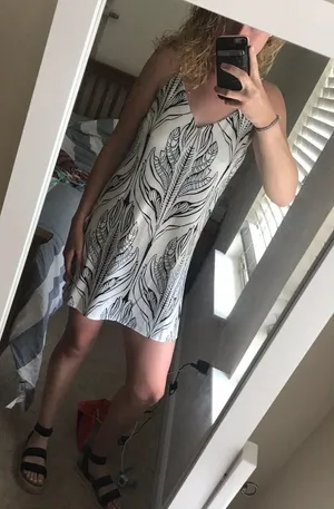 Sidefeel Women V Neck Halter Printed Casual Strap Dress Medium White thumbnail 4