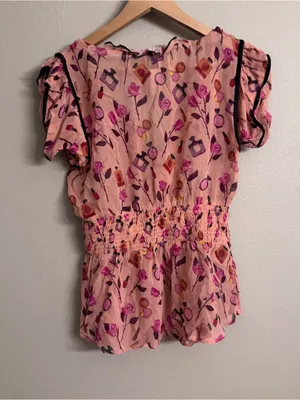 ANTHRO | MAEVE x Anisa Makhoul Ruffle V-Neck Blouse thumbnail 6