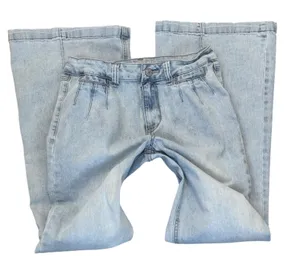 Rewash Super High Rise Vintage Flare Jeans Light Wash Pleated Front Size 7 28 thumbnail 1