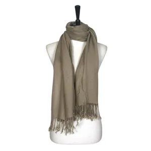 Women’s Bundle 3 Oblong Scarfs Solid Neutral Color Fringe Tan Orange Brown Tan thumbnail 6