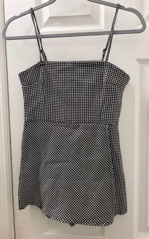 Forever 21 Houndstooth Spaghetti Strap Mini Dress - Black/White thumbnail 1