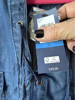 NWT’s Bandolino XL Denim Shirt with Lace-Up Front thumbnail 4