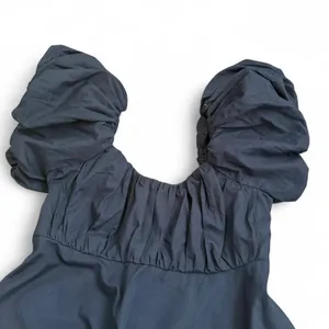 Abercrombie & Fitch black ruched puff sleeve mini dress thumbnail 2