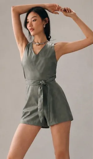 Anthropologie Avec Les‎ Filles Faux Leather Cross Back Fairycore Romper Sz S Grunge thumbnail 1