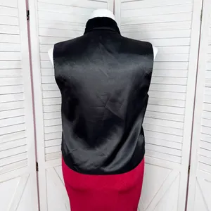 Vintage 90s DressBarn Velvet Embroidered‎ Christmas Button Up Vest Top Black XL thumbnail 4