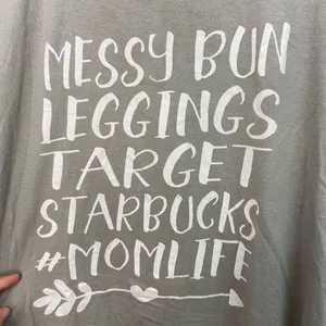 Anvil women’s gray white‎ relaxed short sleeve coffee mom cotton casual tshirt L thumbnail 2