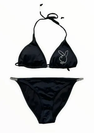 Vintage Y2K 2000s Bedazzled Bling Throwback Playboy Logo Rhinestone Bikini thumbnail 1