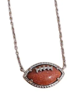 Kendra Scott Football Silver Short Pendant Necklace in Orange Goldstone thumbnail 1