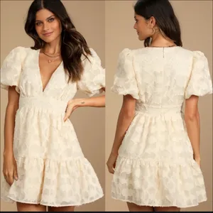 NWT Lulus So Sweet To Me Cream Floral Puff Sleeve Mini Dress Size XL thumbnail 9