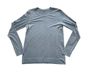 Lululemon Top Womens 8 Gray Perforated Long Sleeve Athletic Running‎ Active thumbnail 1