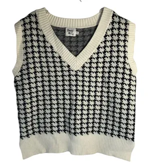 Princess Polly Black White Houndstooth Sweater‎ Vest Womens M/L Preppy thumbnail 1