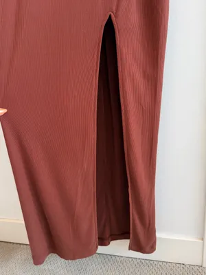 wild fable Chocolate Brown Maxi Dress with Side Slit NWT Size Medium thumbnail 5