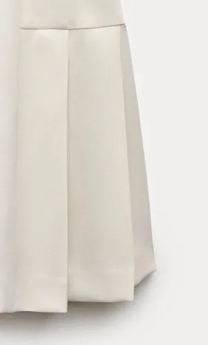 Zara mini dress pleated skirt collar button up ivory casual classic old money thumbnail 5