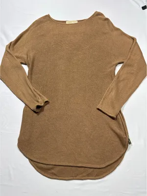 Michael Kors Cozy Camel Knit Sweater with Side Zipper - Size thumbnail 1