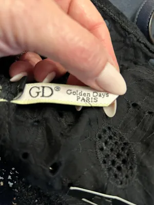 Golden Days Paris NWT black eyelet crop top, M thumbnail 4