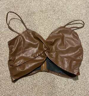 SheIn Brown Leather top thumbnail 1