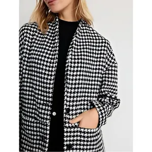 Old Navy Black and White Houndstooth Coat Cardigan Coatigan thumbnail 2