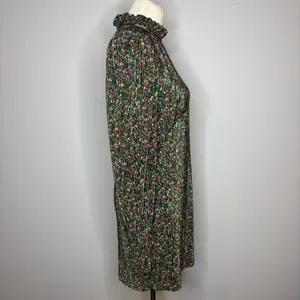Asos - Plisse Frill Neck Mini Dress in Dark Green Floral thumbnail 4