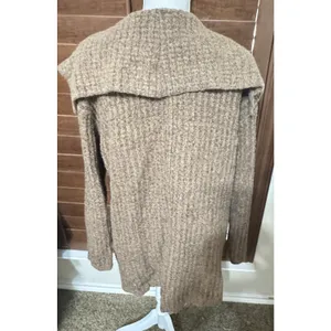 Free People Womens Wool Alpaca Brown Longline Cardigan Sweater Chunky Sz M thumbnail 5