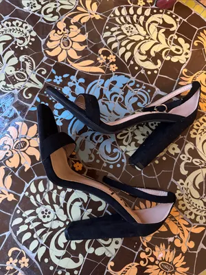 SHELN Black Suede High Heel Sandals Sz: 10 thumbnail 5