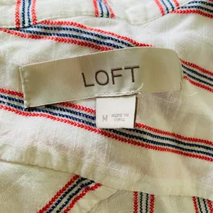 LOFT Womens Button Up Striped Long Sleeve Lightweight Rayon Blouse Top Sz M thumbnail 6