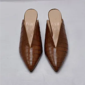 $289 NWT Club Monaco Mule Heels Women's Sz 7 Brown Croc Embossed Pointed Toe thumbnail 4