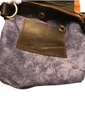 El Ceibo Handcrafted Tan Suede And Black Leather Crossbody Messenger Bag thumbnail 12