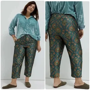 Maeve x Anthropologie Melyssa Floral Metallic Tapestry Trouser Pant Womens Small thumbnail 2