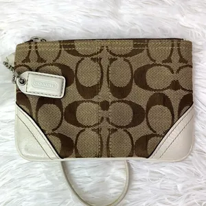 COACH Brown Signature Canvas Wristlet thumbnail 1