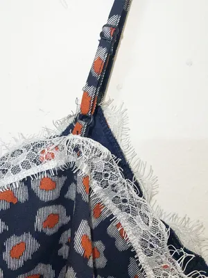 Listicle cheetah print navy orange white gray chic lace trim tank top new thumbnail 11