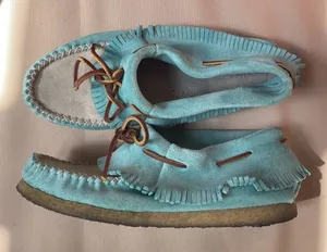 Eastland Casio Fringe Moccasin‎ Booties Blue 7.5 thumbnail 1