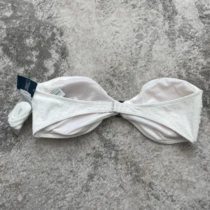 Abercrombie White Texture Cinched O Ring Swim Bandeau Bikini Top NEW thumbnail 5