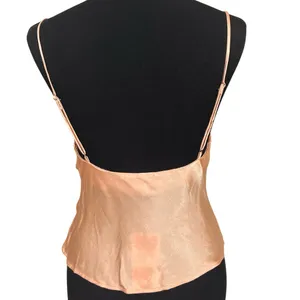 Soft Girl Romantic Satin Cowl Pull Over Camisole Peach Tank Top thumbnail 4