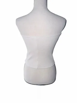 Honey Punch Ribbed Tube Top White Size Medium Strapless Summer Layering Piece thumbnail 3