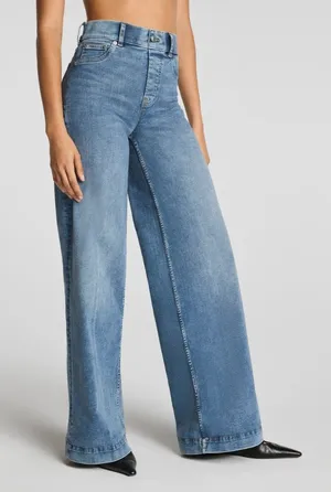 SPANX EveryWear Pull-On Wide Leg Jeans 1X Regular Antique Indigo thumbnail 1